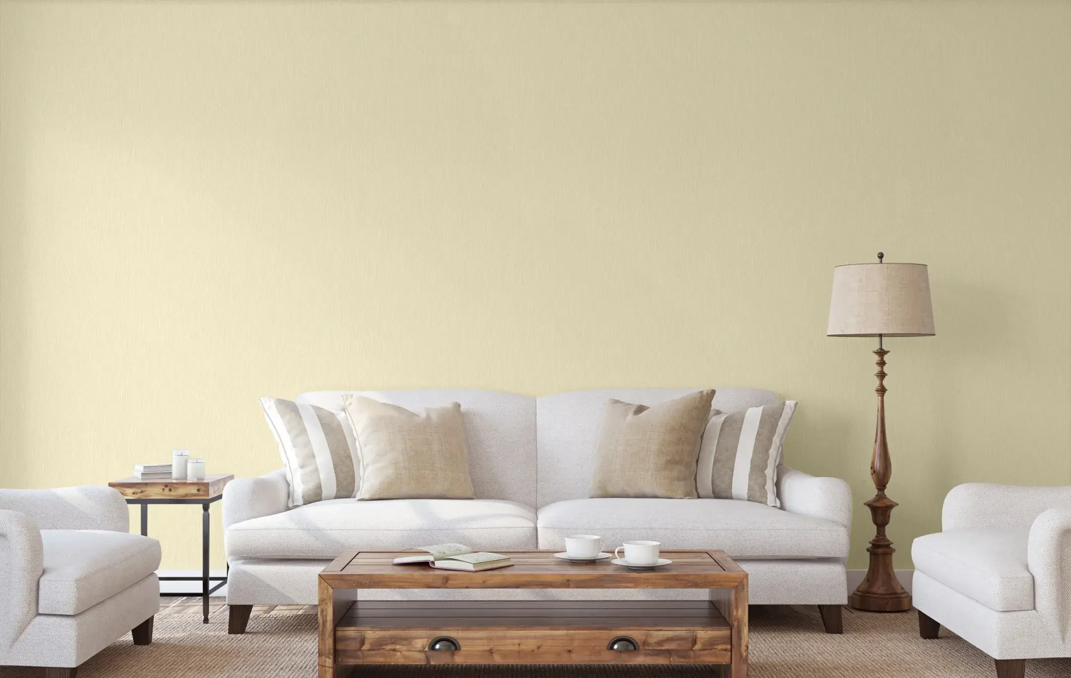 Beige Embossed Wallpaper – 3D Linen (6801-3)